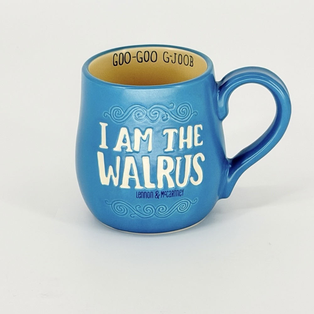 Hallmark Beatles I Am The Walrus Ceramic Coffee Mug Lennon McCartney Blue Rare